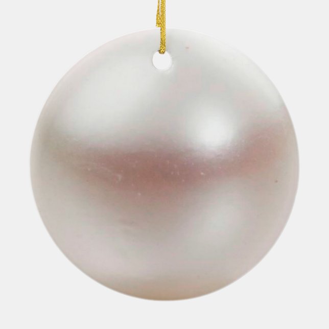 Glossy Pearlescent realistic pearl texture Ceramic Ornament (Back)