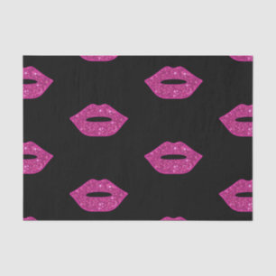Glossy Pink Lips Purple Glitter Kisses Elegant Tissue Paper