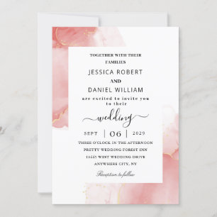 Glossy pink marble Wedding Invitation