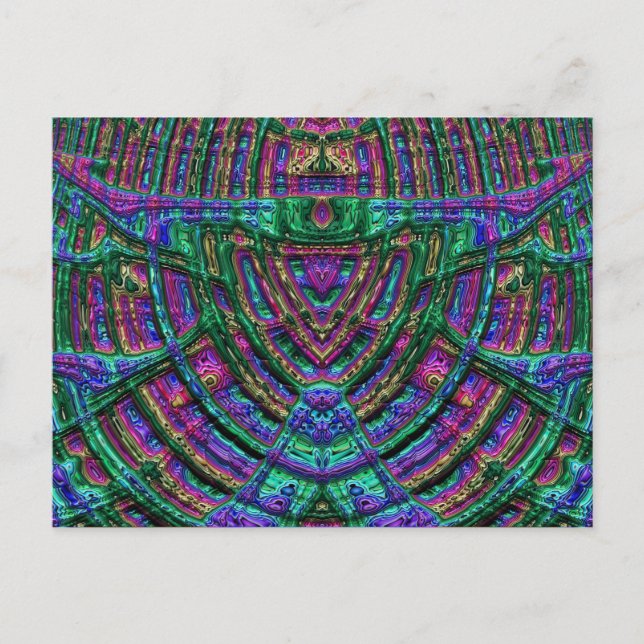 Glossy Postcard 3D Green Blue Purple Zany (Front)