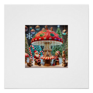 Glossy Poster: Christmas Mushroom Design Poster