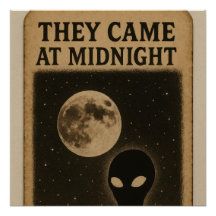 Glossy Poster They Came at Midnight – Retro Alien