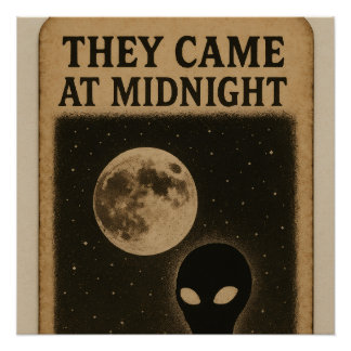 Glossy Poster They Came at Midnight – Retro Alien