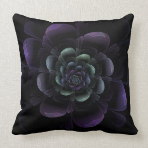 Glossy Purple Black Floral Cushion