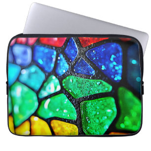 Glossy Rainbow Glass Mosaic Art Laptop Sleeve