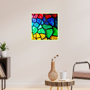 Glossy Rainbow Glass Mosaic Art Poster