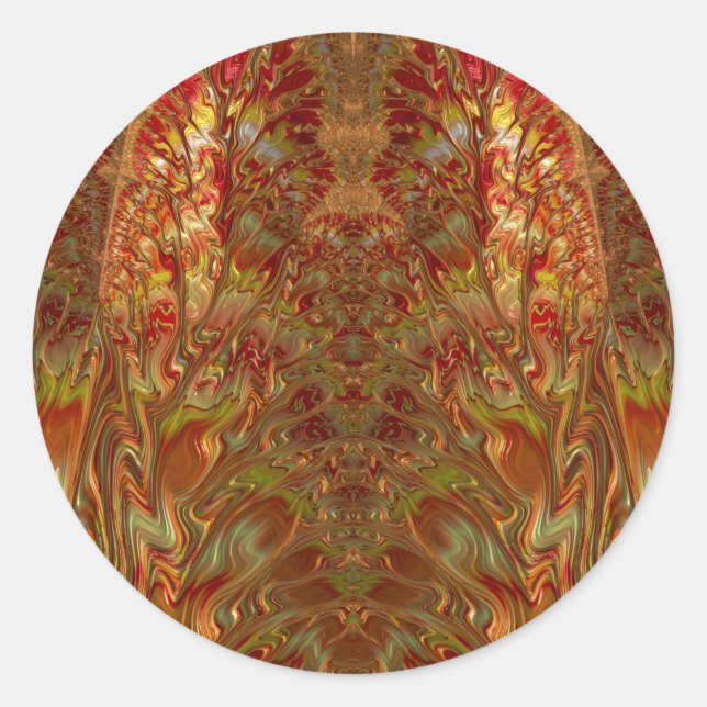 Glossy Red and Yellow ~ Classic Round Sticker (Front)