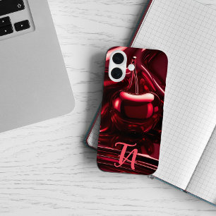 Glossy Red Cherry Monogram iPhone / iPad case