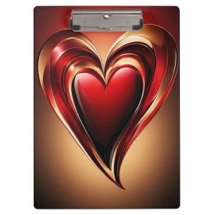 Glossy Red Heart With Dark Romantic Glow Clipboard