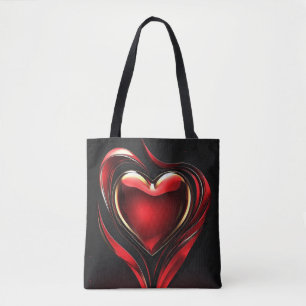 Glossy Red Heart With Warm Romantic Glow Tote Bag
