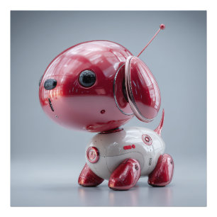 Glossy Red Robot Dog Photo Print