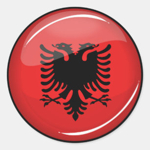 Glossy Round Albanian Flag Classic Round Sticker