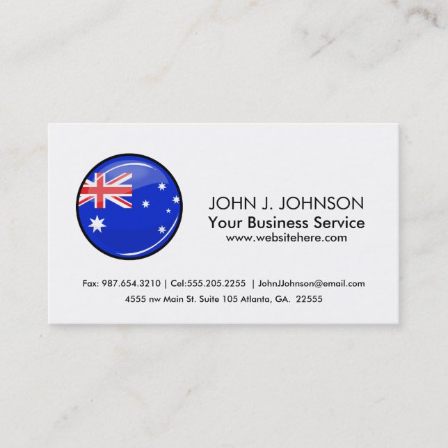 Glossy Round Australian Flag Business Card (Front)