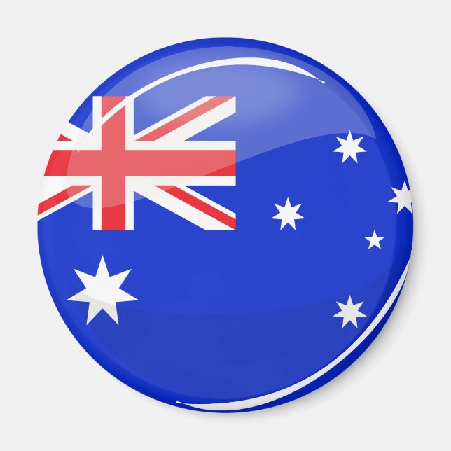 Glossy Round Australian Flag Magnet (Front)