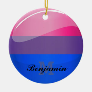 Glossy Round Bisexuality Flag Ceramic Tree Decoration