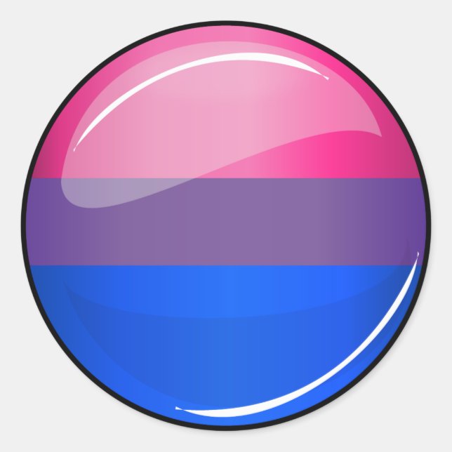 Glossy Round Bisexuality Flag Classic Round Sticker (Front)