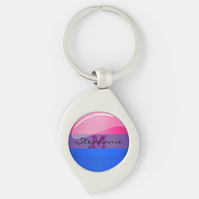 Glossy Round Bisexuality Flag Key Ring (Front)