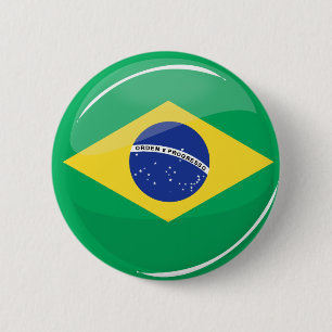 Glossy Round Brazilian Flag 6 Cm Round Badge