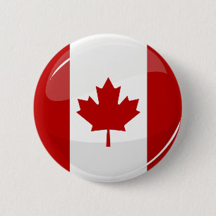 Glossy Round Canadian Flag 6 Cm Round Badge