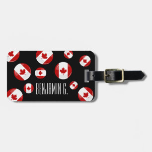 Glossy Round Canadian Flag Luggage Tag