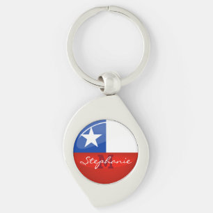 Glossy Round Chilean Flag Key Ring