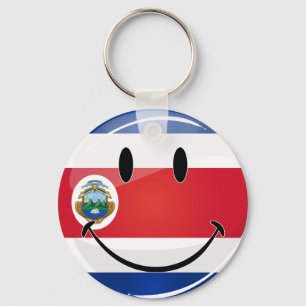 Glossy Round Costa Rican Flag Key Ring