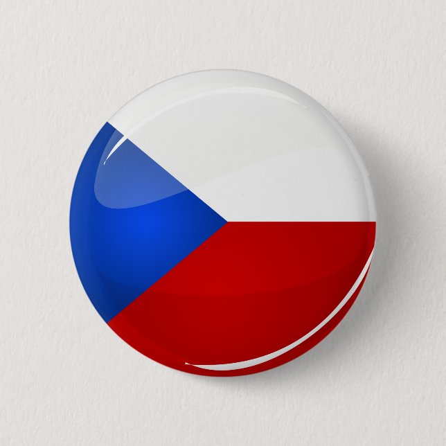 Glossy Round Czech Rep. Flag 6 Cm Round Badge (Front)