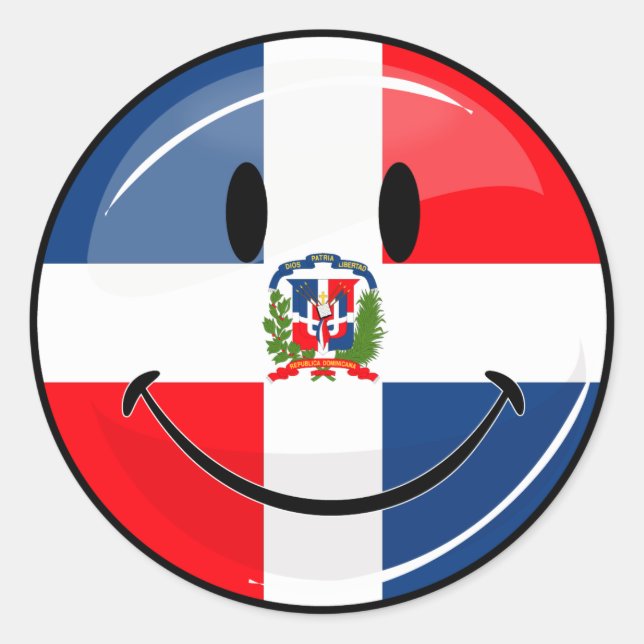 Glossy Round Dominican Republic Flag Classic Round Sticker (Front)