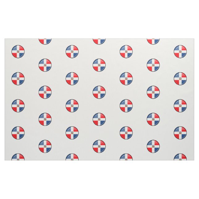 Glossy Round Dominican Republic Flag Fabric (Fat Quarter)