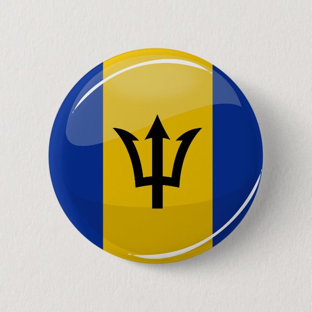 Glossy Round Flag of Barbados 6 Cm Round Badge (Front)