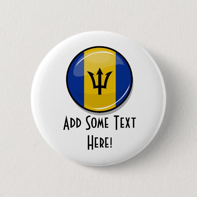 Glossy Round Flag of Barbados 6 Cm Round Badge (Front)