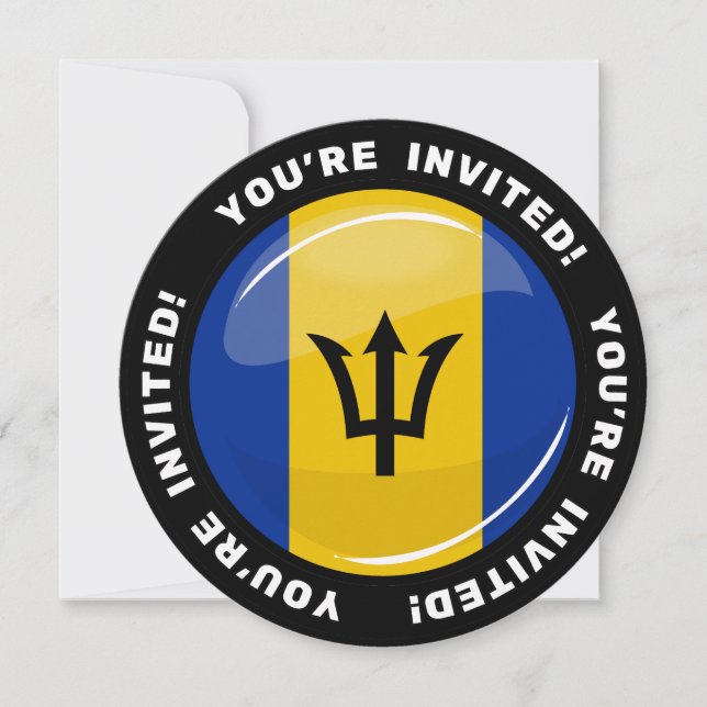 Glossy Round Flag of Barbados Invitation (Front)