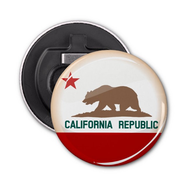 Glossy Round Flag of California Bottle Opener (Front)