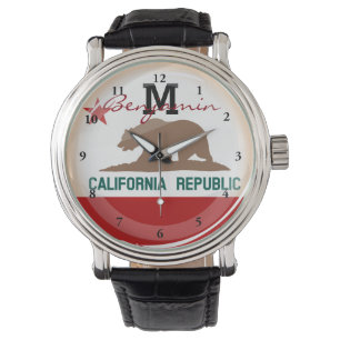 Glossy Round Flag of California Watch