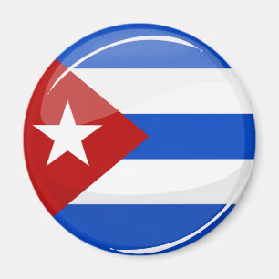 Glossy Round Flag of Cuba Magnet