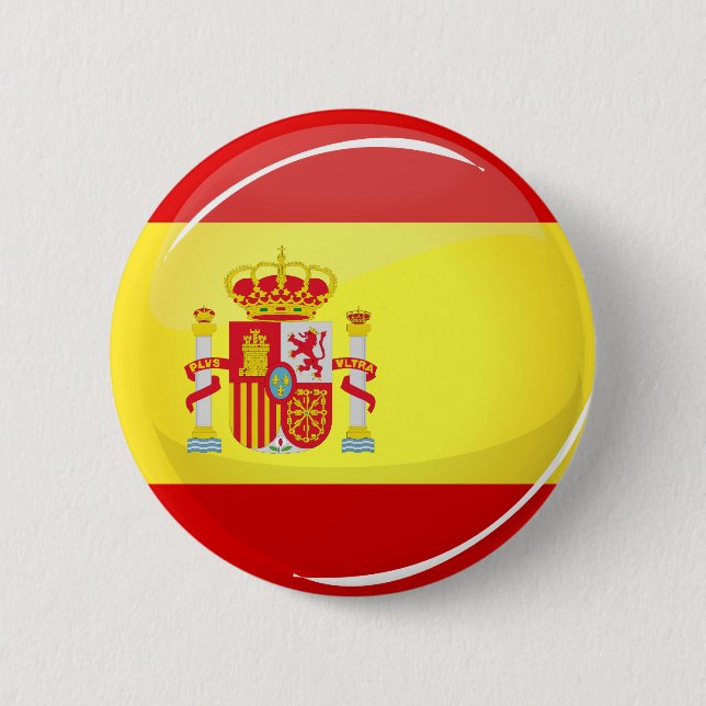 Glossy Round Flag of Spain 6 Cm Round Badge (Front)