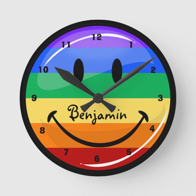 Glossy Round Gay Pride Flag Round Clock (Front)