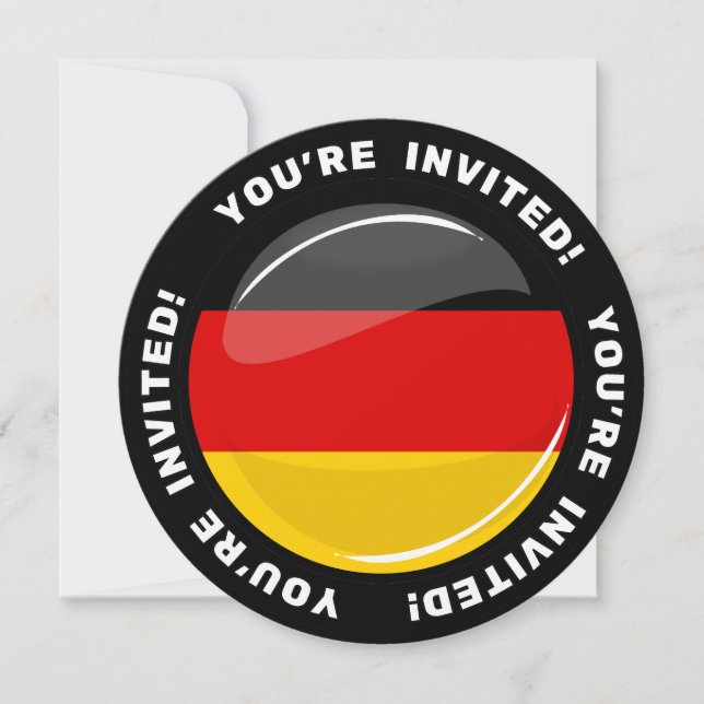 Glossy Round German Flag Invitation (Front)