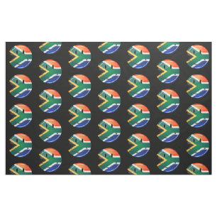 Glossy Round Happy South African Flag Fabric