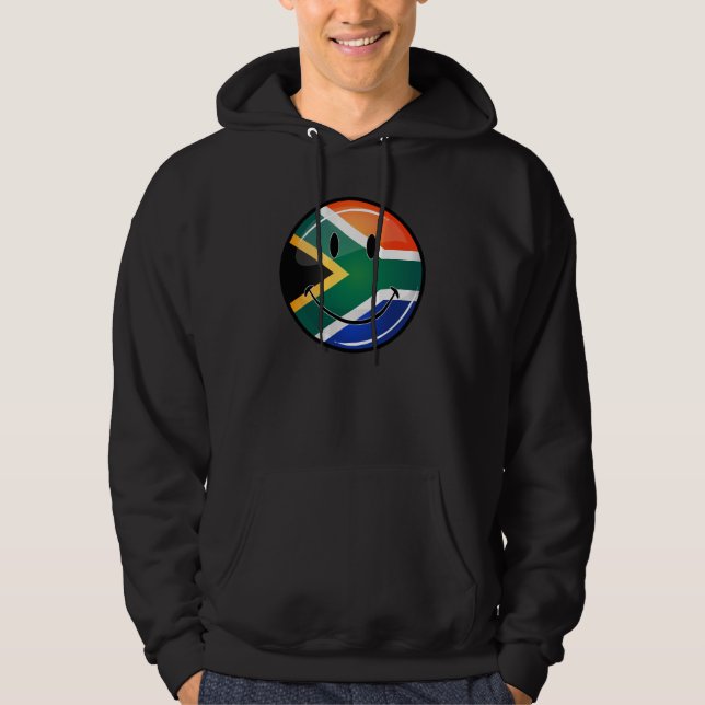Glossy Round Happy South African Flag Hoodie (Front)