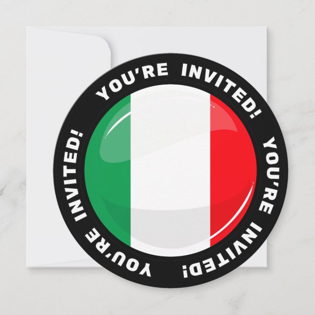 Glossy Round Italian Flag Invitation (Front)