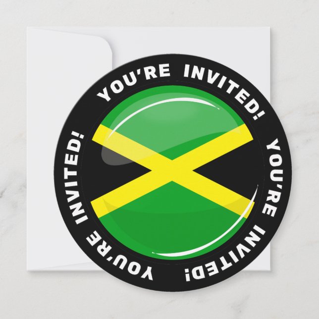 Glossy Round Jamaican Flag Invitation (Front)