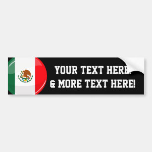 Glossy Round Mexican Flag Bumper Sticker