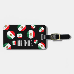 Glossy Round Mexican Flag Luggage Tag