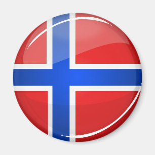 Glossy Round Norway Flag Magnet