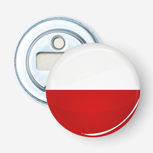 Glossy Round Polish Flag Bottle Opener (Front)
