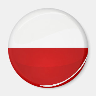 Glossy Round Polish Flag Magnet