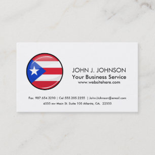 Glossy Round Puerto Rican Flag Business Card