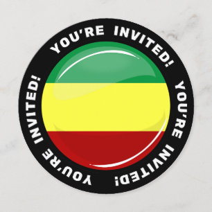 Glossy Round Rasta Flag Custom Invite Template