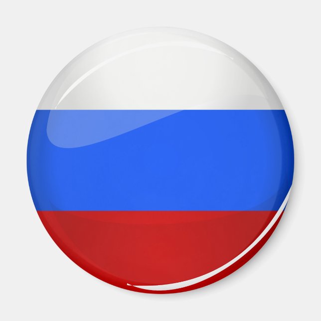 Glossy Round Russia Flag Magnet (Front)